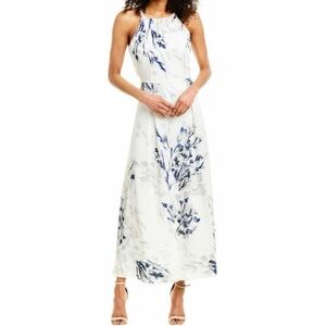 Donna Karan Blue and White Floral Maxi Dress NWT